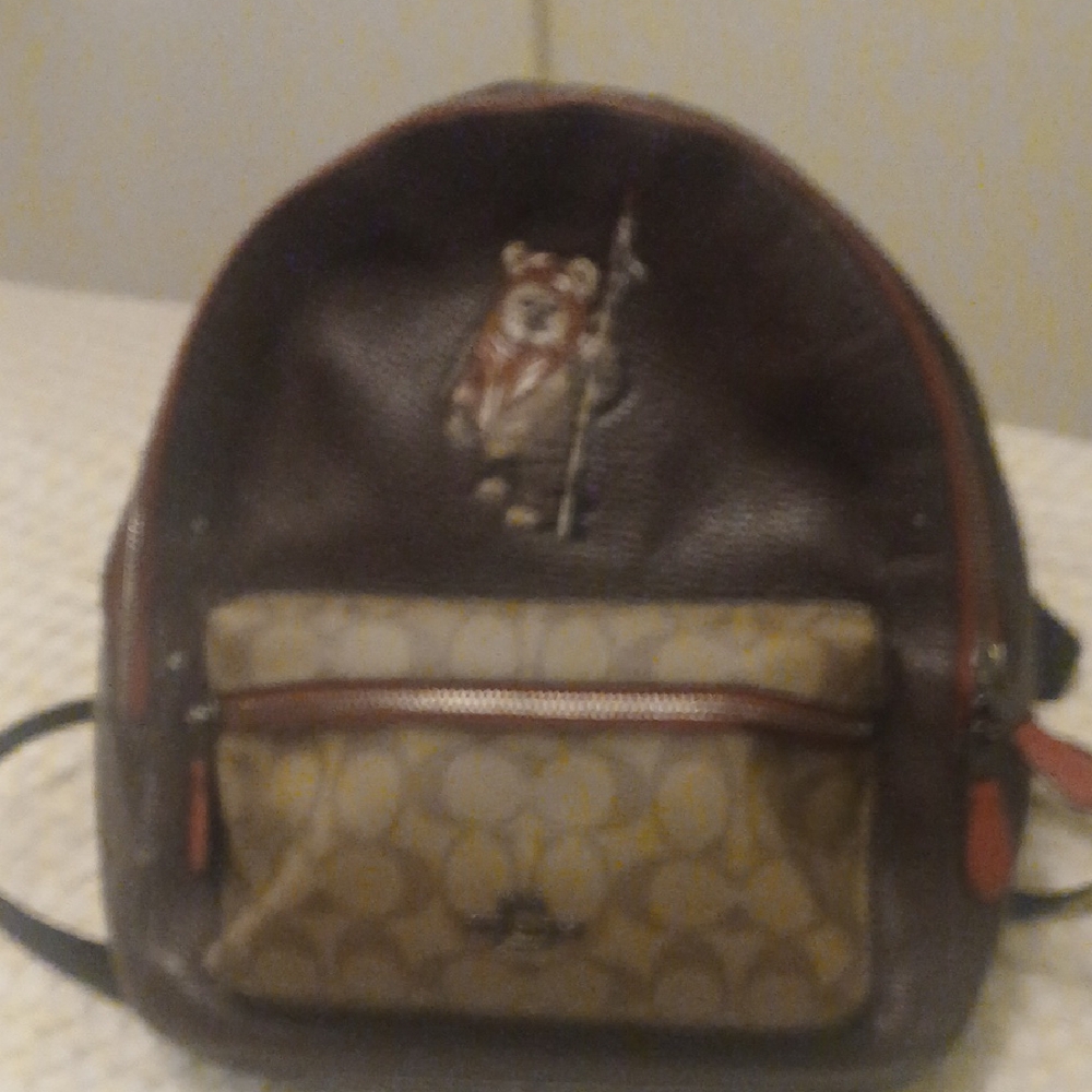 Coach Brown Backpack with Star Wars Ewok Design